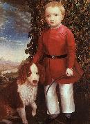 Joseph Whiting Stock Portrait of a Boy with a Dog oil painting on canvas